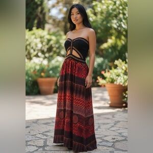 Sans Souci Black and Red Maxi Dress